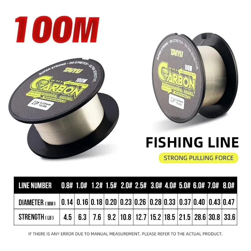 TAIYU 100M Standard Carbon Fishing Line Japan Materials 4LB-33LB Carbon Fiber Leader Wire 0.14mm-0.47mm Carp Fly Fishing Line