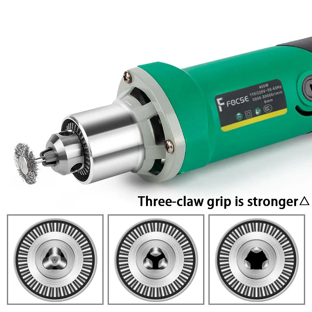 مطحنة قوالب كهربائية 480 وات أداة كارفر دوارة كهربائية، تعديل السرعة المتغيرة 6 خطوات، سرعة عالية 30000 دورة في الدقيقة