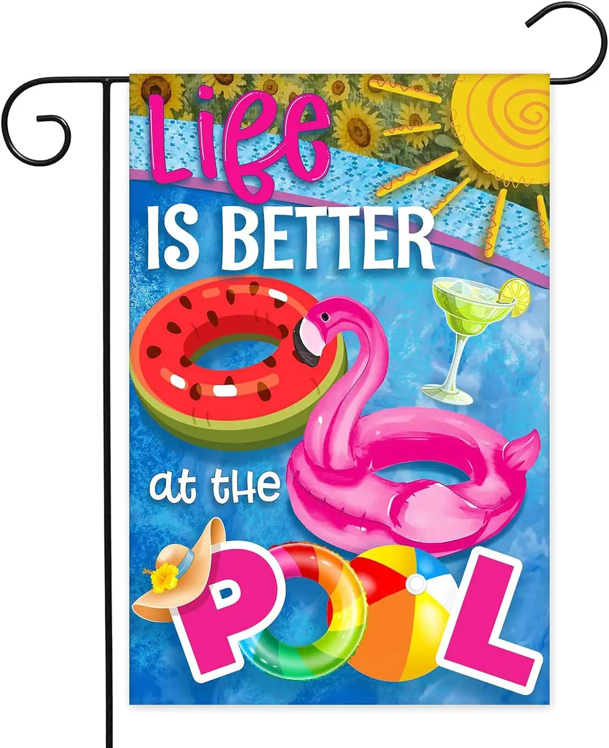 Avezano Life is Better at the Pool Garden Flag Summer Pool Yard Flag Tropical Flamingo Theme Pool Decorations Outdoor Garden Dec