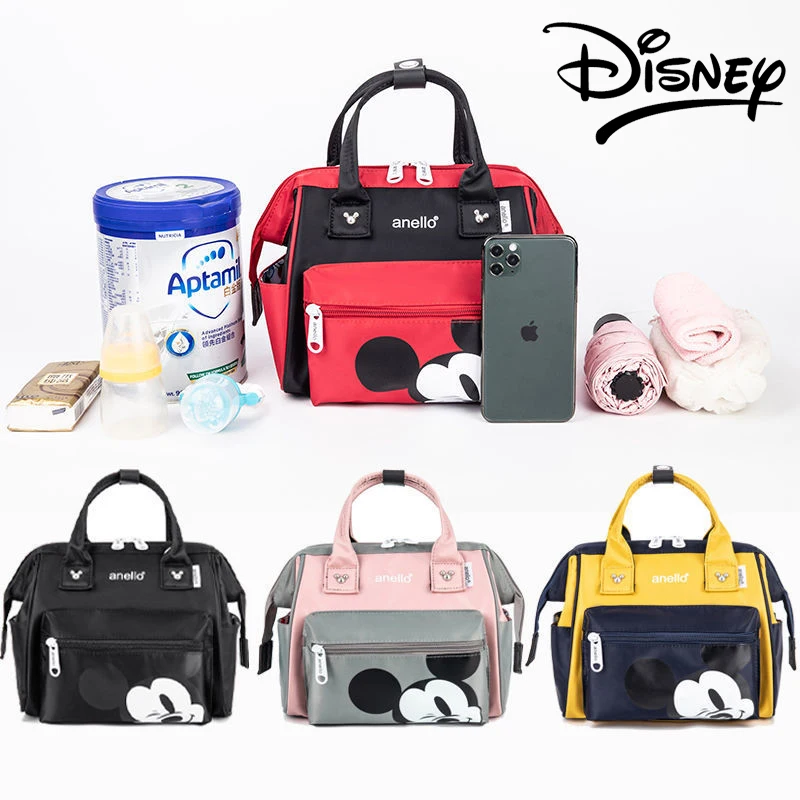 Disney Mickey Mouse Mommy Bag Large Capacity Portable Milk Bottle Diaper Storage Shoulder Bags Anime Backpack Waterproof Handbag