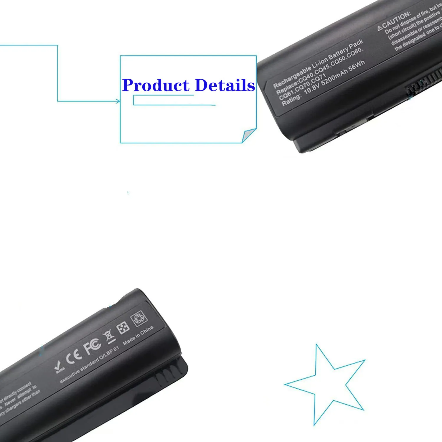 

New HP Laptop Battery Compatible with CQ40 CQ41 CQ50 DV4 DV5 DV6 CQ61 EV06 High-Quality Replacement for HP Computers