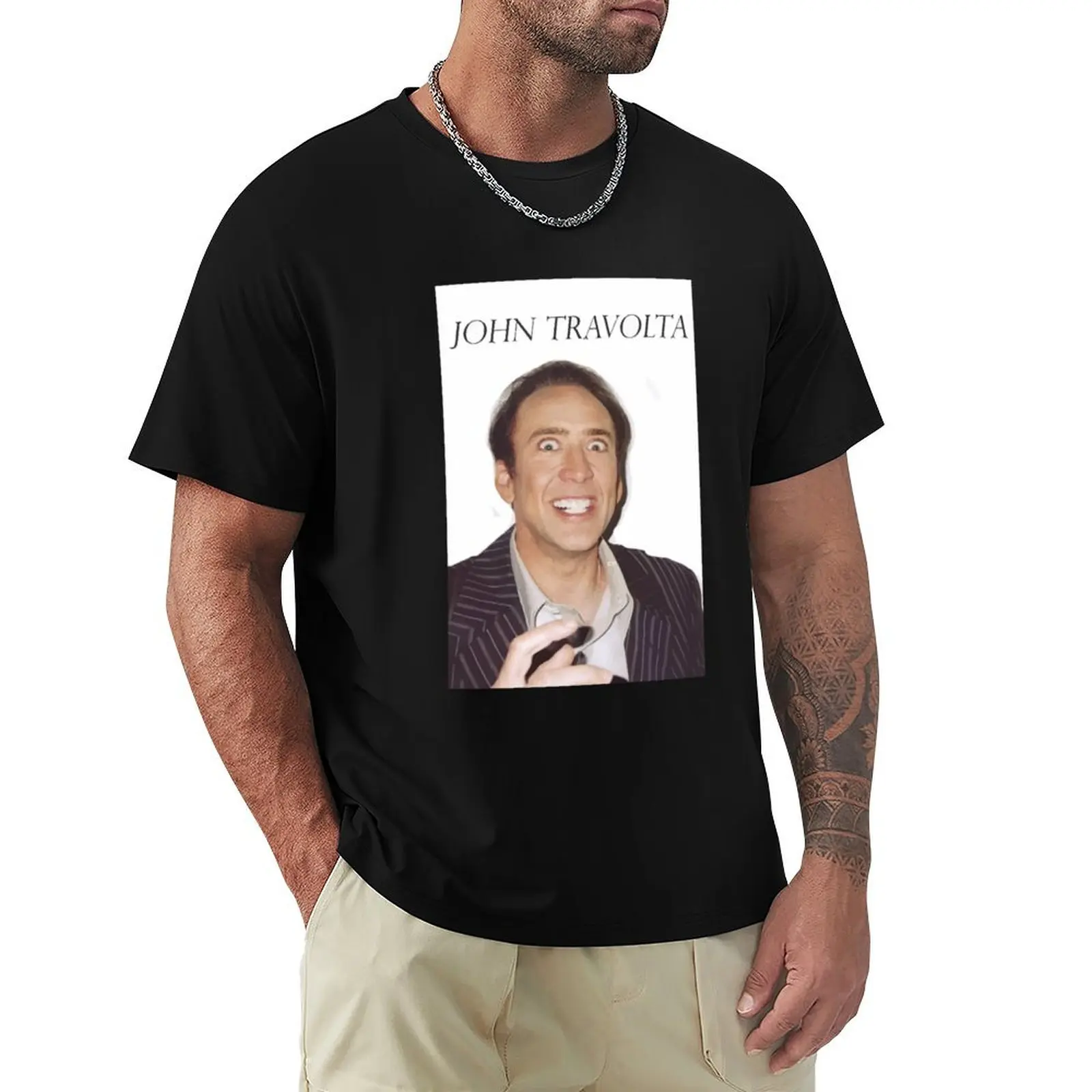 john travolta nicolas cage T-Shirt Comfortable Work Wear Tee