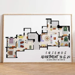 Friends TV Show Apartment Floor Plan Wall Art Print Poster Friends Room Layout Canvas Painting Home Decor Fans Gifts-unframed