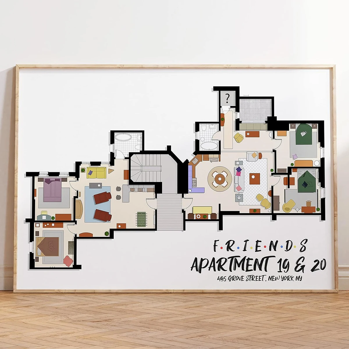 Friends TV Show Apartment Floor Plan Wall Art Print Poster Friends Room Layout Canvas Painting Home Decor Fans Gifts-unframed