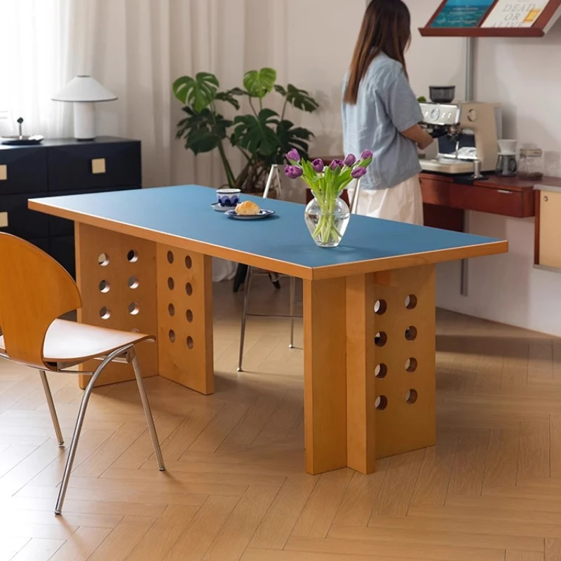 Cross table, color matching Nordic retro desk, home study computer desk