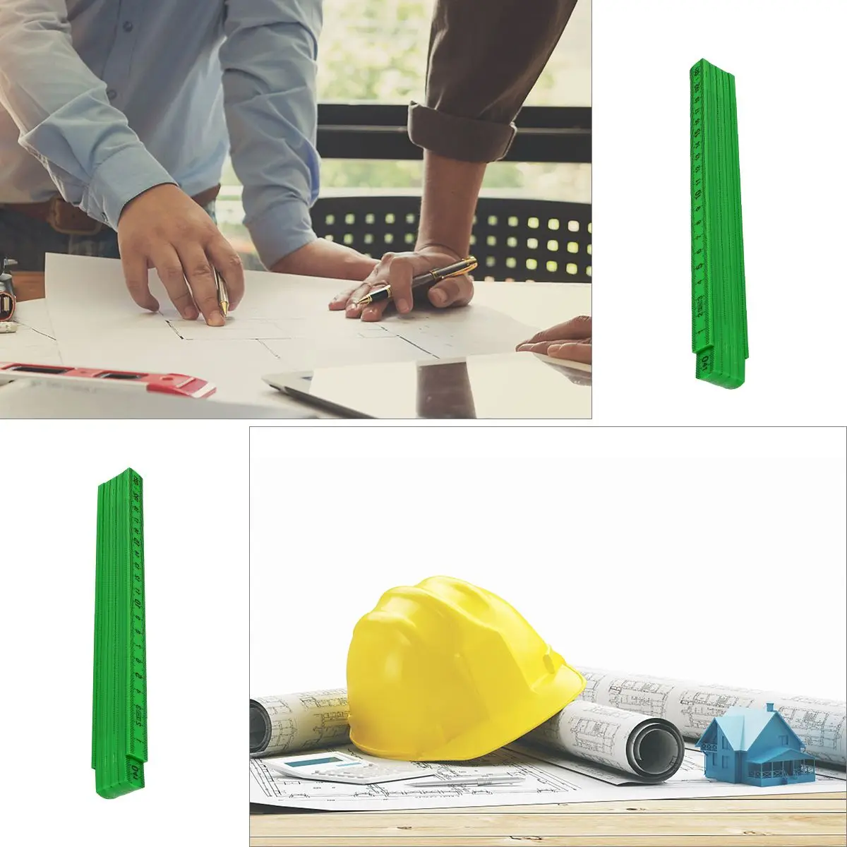 Plastic Folding Ruler Measuring Tape Metric Foldable Meter Read Fractions Precise Engraved Cm Mm Both Sides