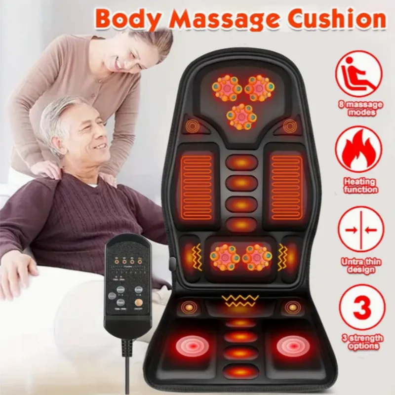 Elektrisches Massagekissen, Halswirbel- und Rückenmassagegerät, 8-Modi Massagesitzkissen, geeignet für den Heimgebrauch, Massage