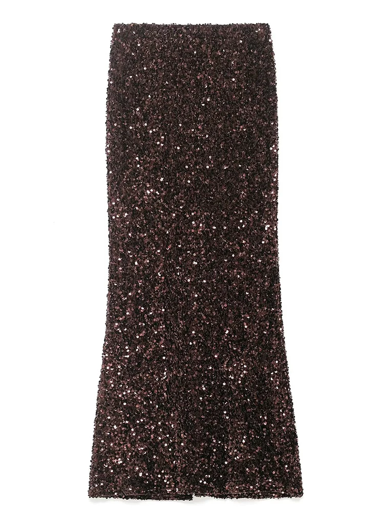 Women Wrap Skirts 2025 Women Autumn New Fashion Sequin Decoration High Waist Long Skirts Women Elegant Party Skirts