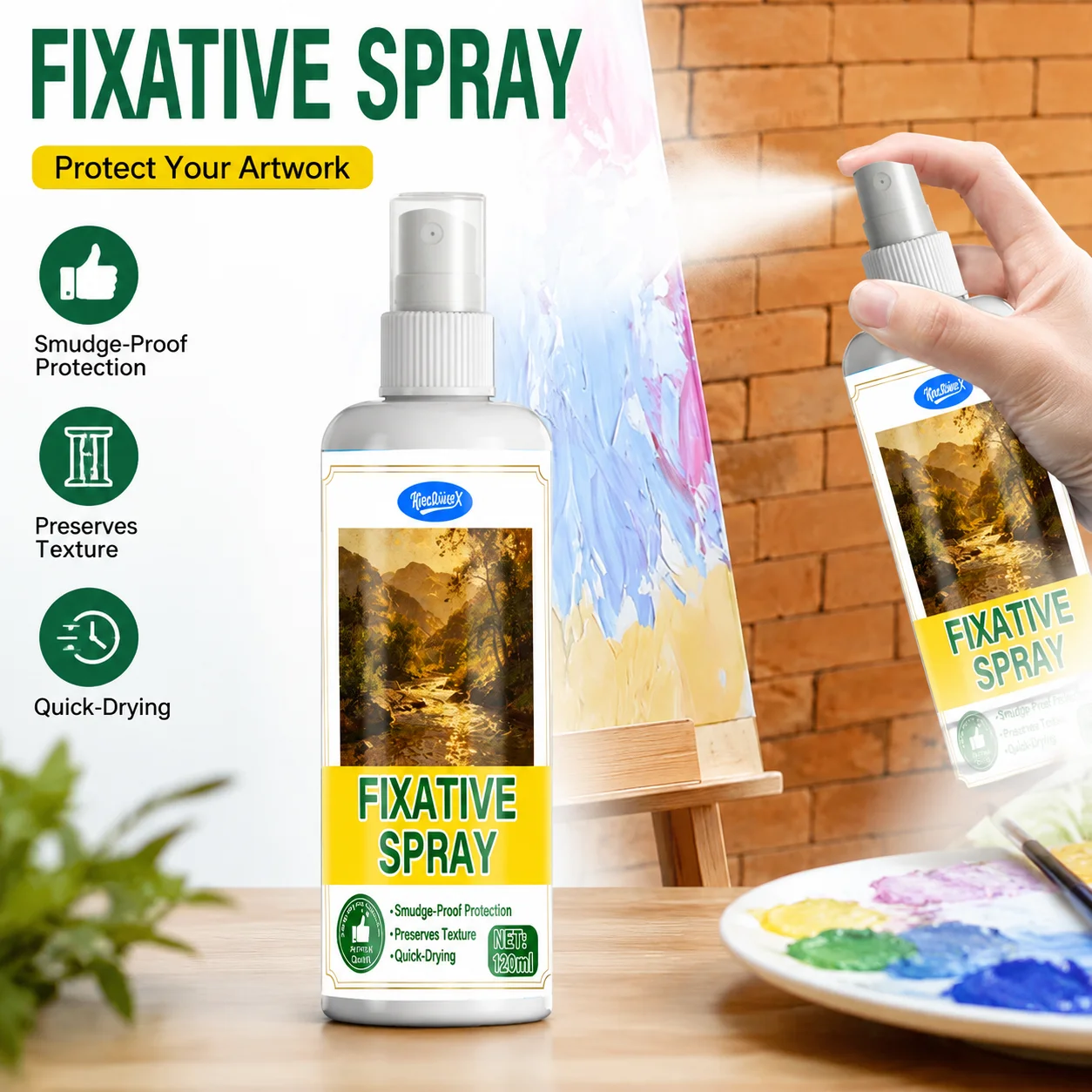 Workable Fixative Spray for Art Artists Color Fixing Drawing Protector Guard Pencil Pastel Charcoal Oil Painting 120ml