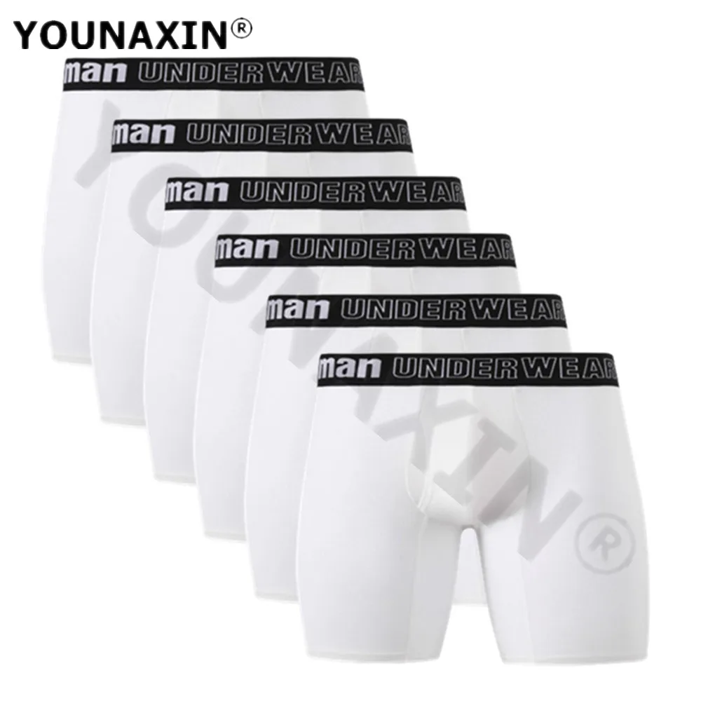 Men's 6 Pack Big Size Sport Boxer Briefs Crotch Opening Long Underwear Plus Size Trunks M L XL 2XL 3XL 4XL 5XL 6XL 7XL YOUNAXIN