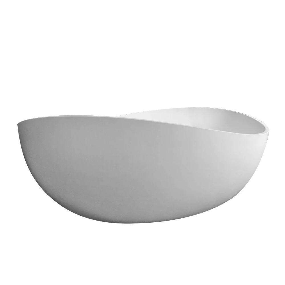 

63inch solid surface bathtub, luxurious freestandingsoaking bathtub with overflow and pop-up drain, suitable for modernbathrooms