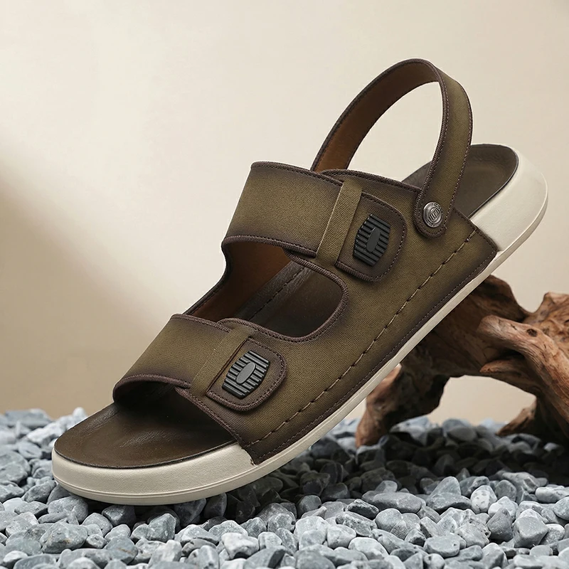 

Summer Sandals Shoes Men Outdoor Anti-slip Slippers Shoes Men Sole Breathable Water-resistant Solid Color Casual Shoes Men