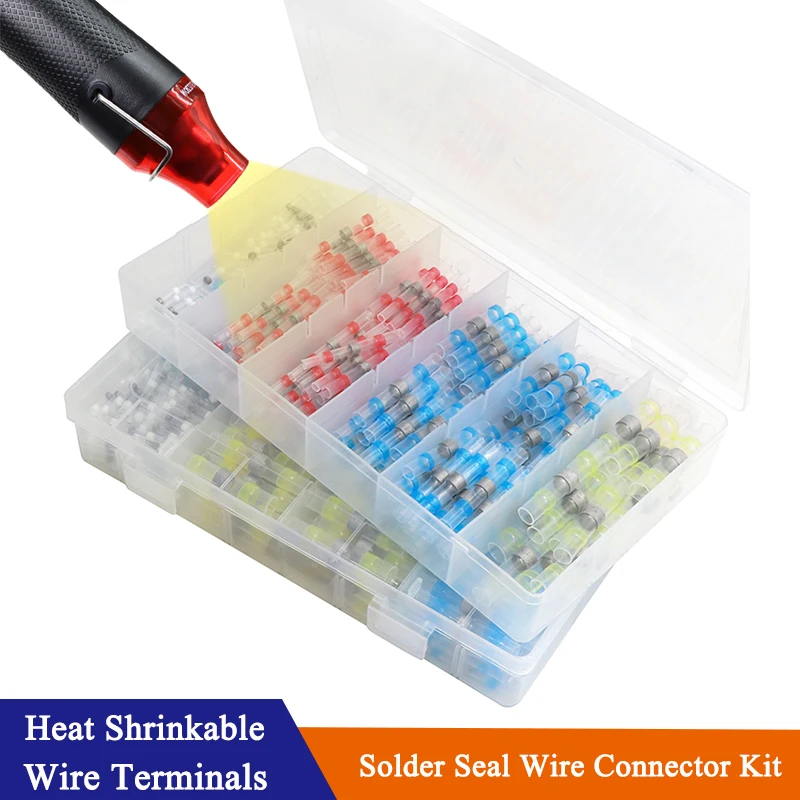 

1/2/5 Boxed Solder Seal Wire Connector 3:1 Heat Shrink Sealed Insulated Butt Splice Terminal Waterproof Butt Connectors Tool Kit