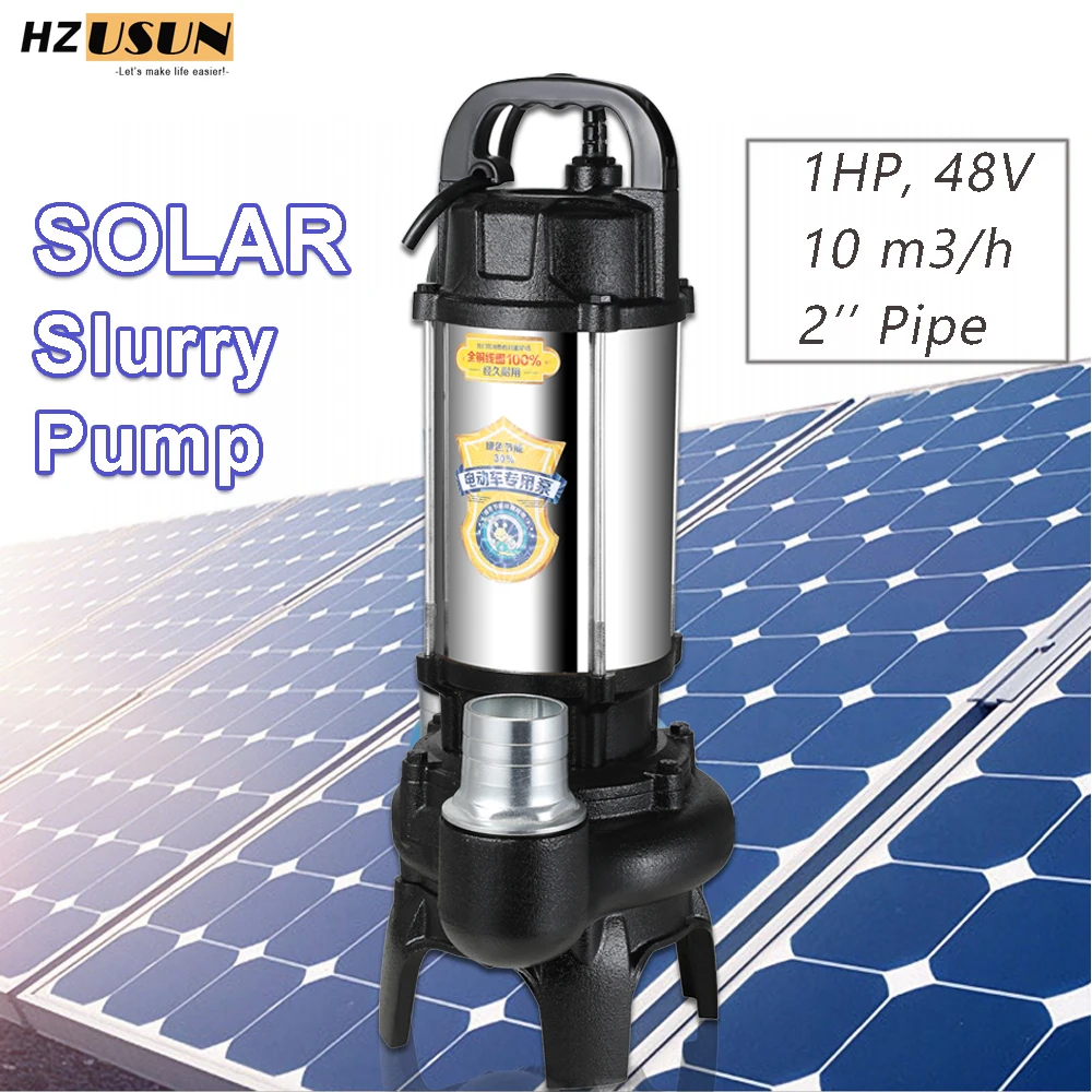 

HZUSUN Solar Submersible Sludge Water Pump Small DC 48V 1HP Solar Powered Vertical Centrifugal Slurry Transfer Sump Pump Price