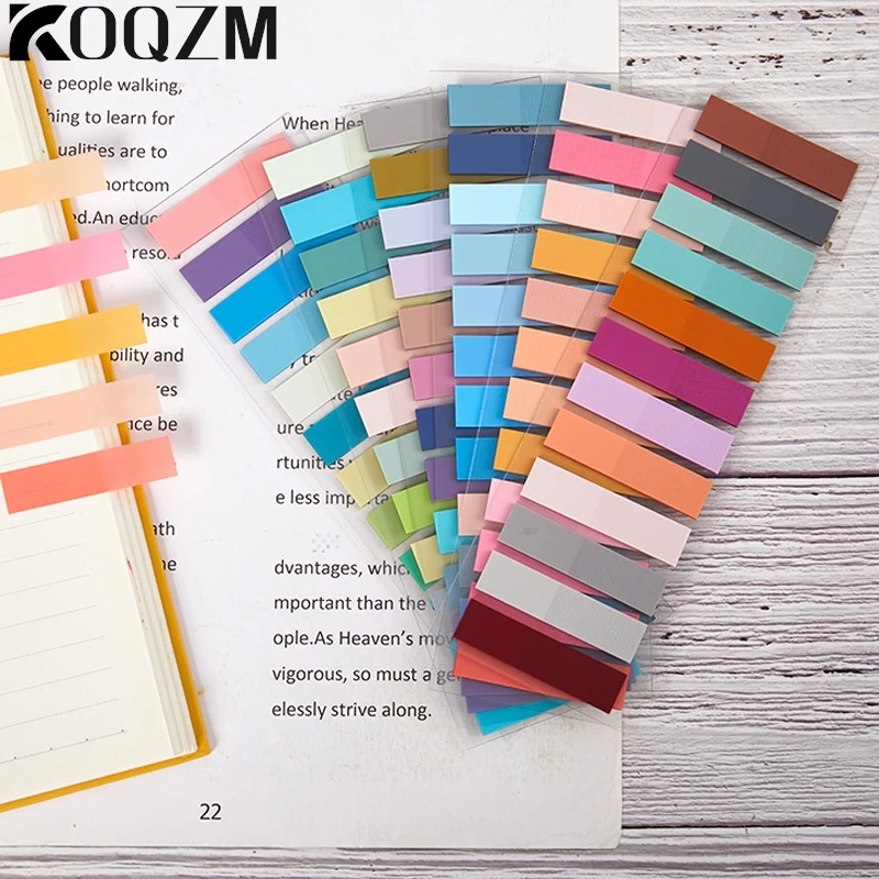 1set Transparent Fluorescent Index Tabs PET Sticky Note For Page Marker Planner Stickers Office School Students Supplies