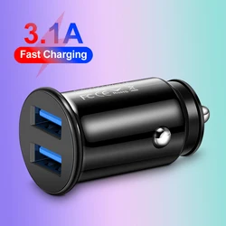 3.1A Mini 2 Port USB Car Charger Fast Charging Type C PD Auto Chargers Adapter For iPhone For Samsung For Huawei For Xiaomi