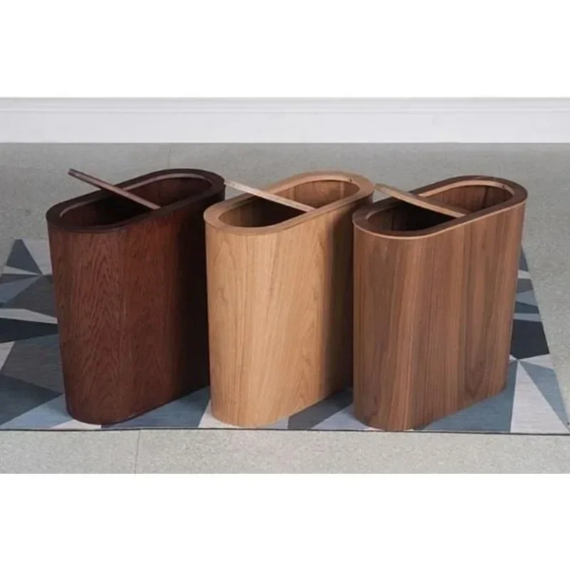 New Nordic Wooden Trash Can Large-capacity with Lid Kitchen Trash Can Solid Wood Paper Basket Creative Kitchen Storage Supplies