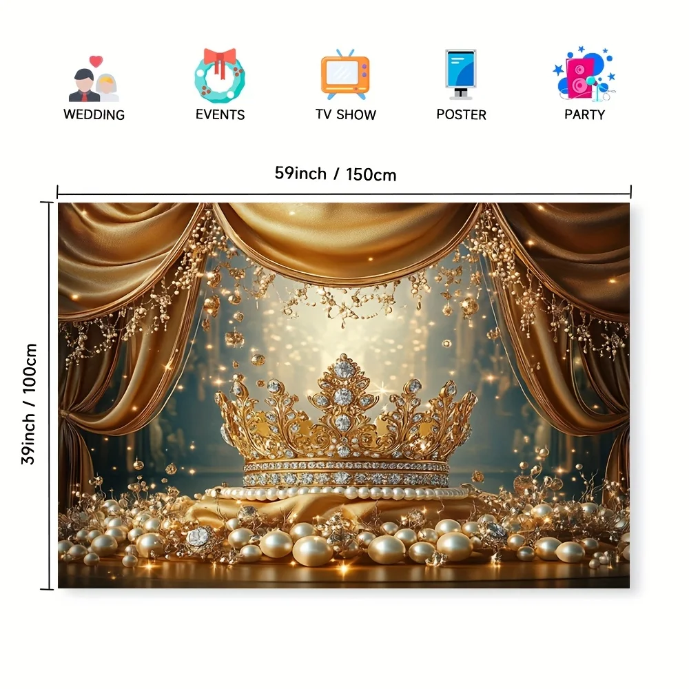 1 luxury royal crown party background - gold and crystal design, sparkling scattered lights, suitable for holiday decoration - view 3