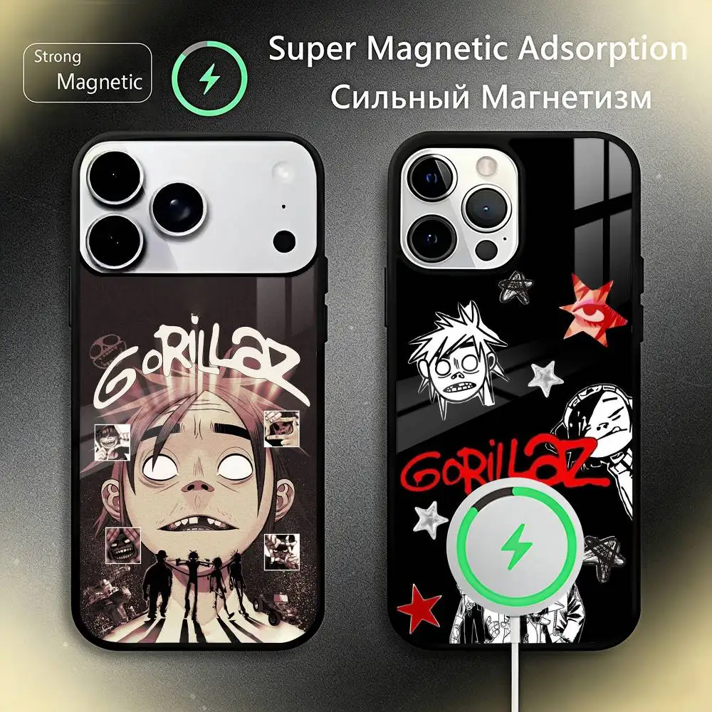 

Чехол для телефона Rock Band G-gorillaz для iPhone 17, 16, 15, 14, 13, 12, 11 Plus, Pro Max, Plus, с поддержкой беспроводной зарядки, Funda