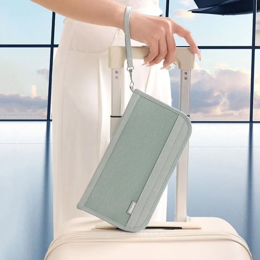 Multifunctional Card Holder with Zipper Anti Theft Business Passport Bag Document Storage Large Capacity ID Card Protector