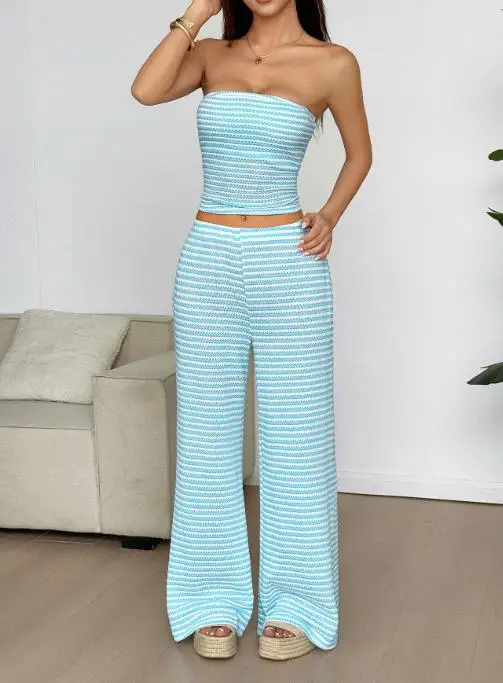 

Y2K Hot Girl Sexy Strapless Wide-Leg Pants Suit Women's Clothing 2025 Autumn