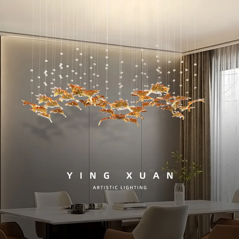 

Dining Room Light Glass Maple Leaves Chandelier Indoor Chandelier Over the Dining Table Kitchen Island Pendant Light Lighting