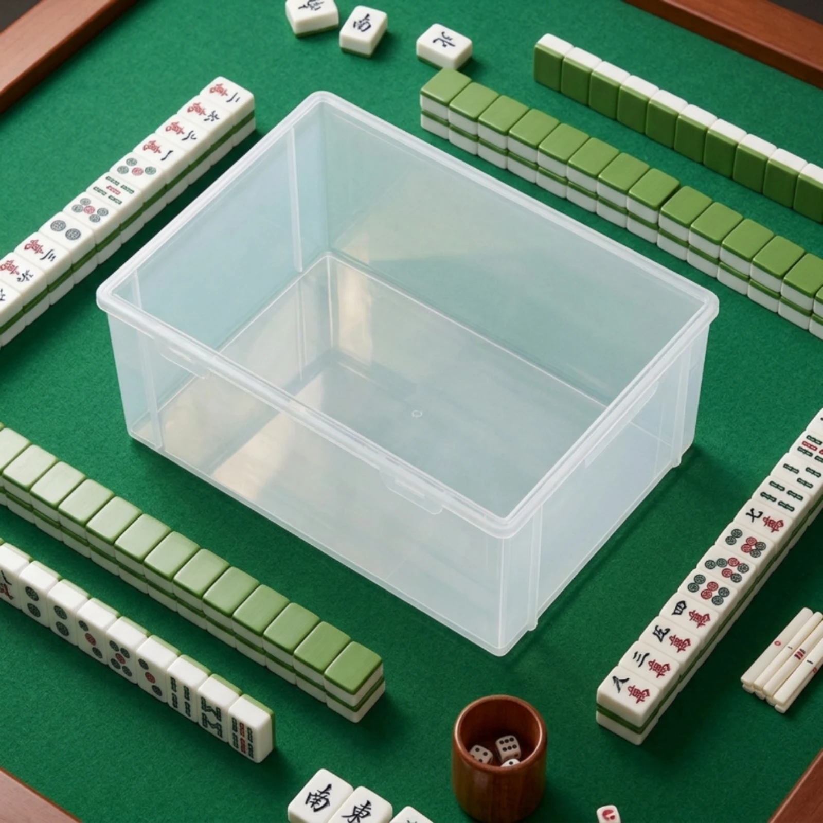 Mahjong Storage Box Long-Lasting Mahjong Case with Transparent Lid Tile Holder Safeguarding Heavy-Duty for Game Nights, Travel
