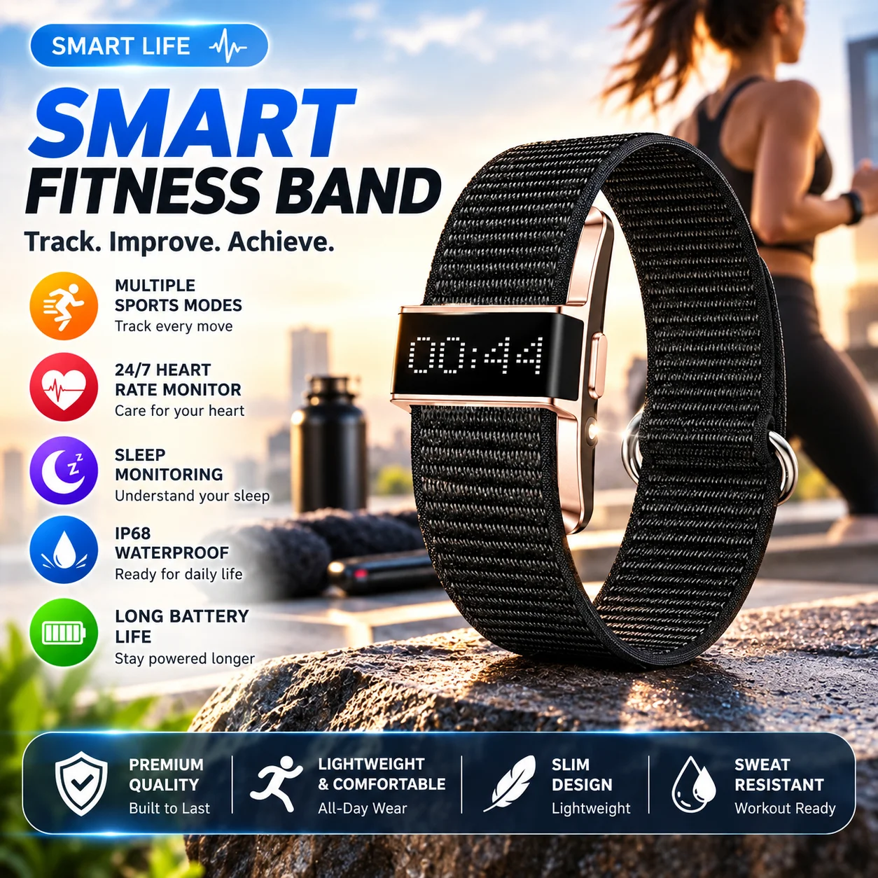 New Digital Screen Health Smart Bracelets SpO2 Blood Pressure 24/7 Heart Rate 3ATM Fitness Tracker Smartwatch Men Smart Band