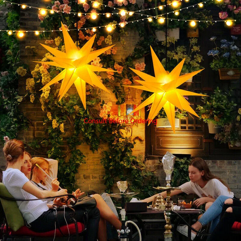 Christmas Decorations LED 3D Star Outdoor Waterproof Explosion Multi-Angle Star Hanging Light New Year Celebration Decoration