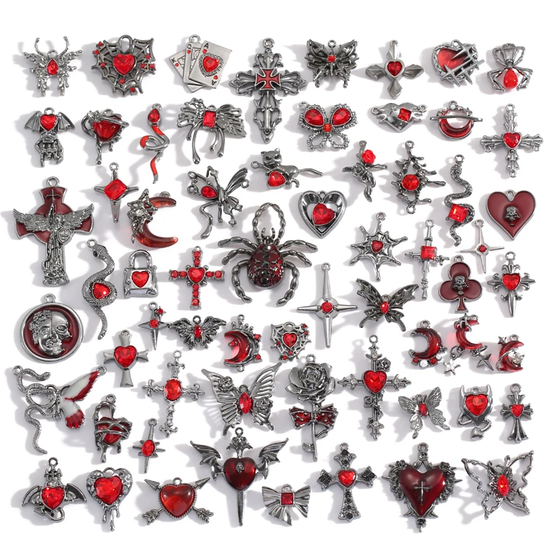 

2 шт., 25 стилей, темно-готика, ретро, черная бабочка, паук, крест, пистолет, кулон для DIY, персонализированное ожерелье, серьги, аксессуары