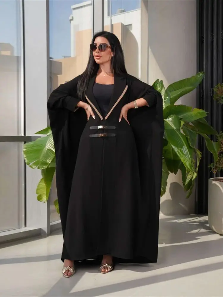 

Khimar Batwing Black Kimono Abaya Dubai Turkey Islam Muslim Kebaya Robe African Dresses For Women Caftan Marocain Femme Djellaba