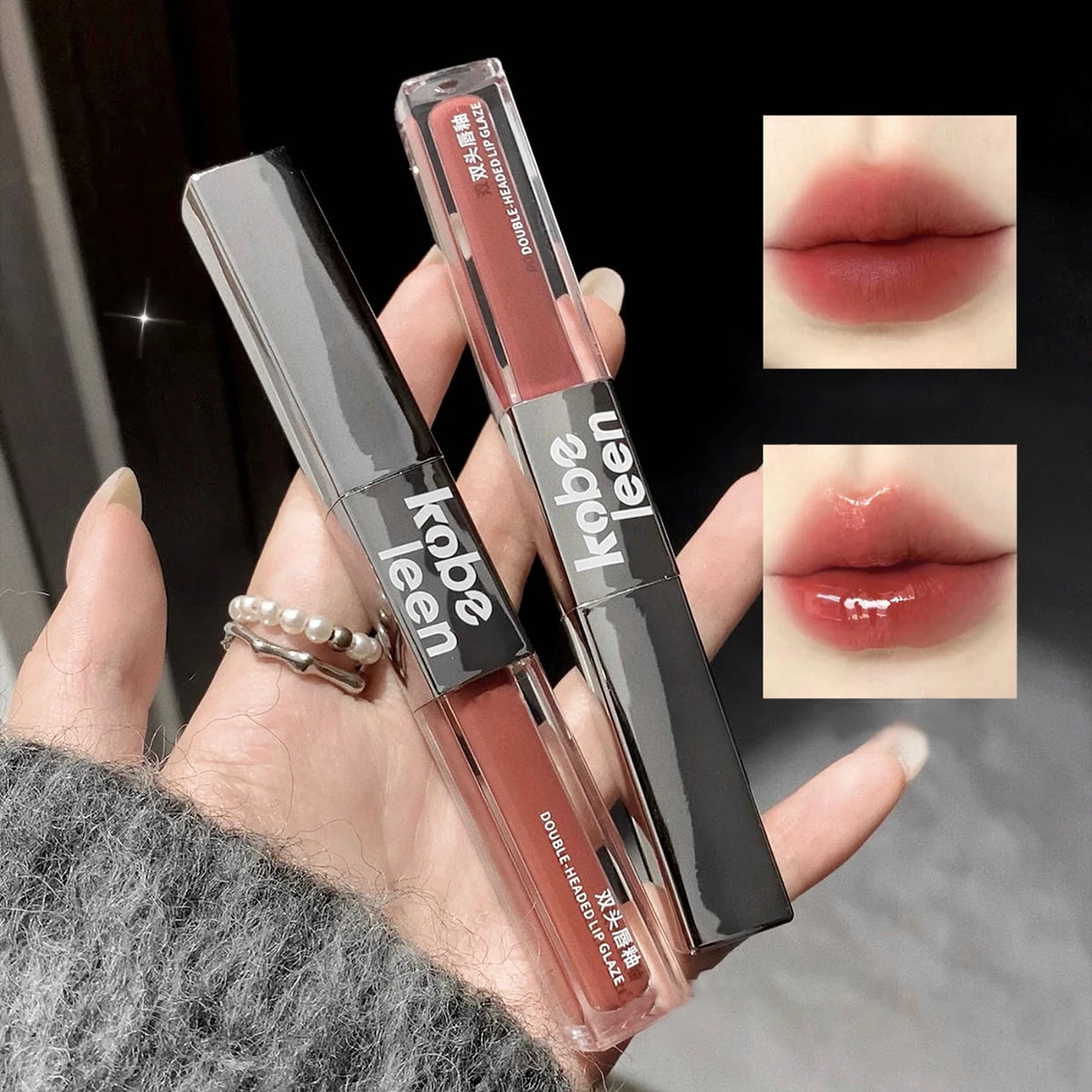 コベリーン ダブルヘッド リップグレイズ マットリップマッド クリアガラス ドッジングリップ ドライウォーター保湿ミラーリップグレイズ