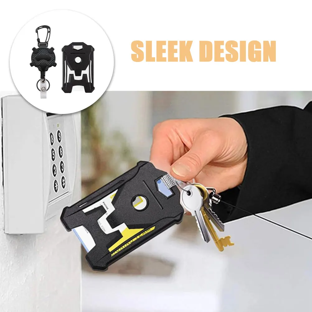 

Retractable Badge Black PC ABS Vertical Card Sleeve Work Cards Cover for ID Credit Access Bus Cards Nurse Work Cover