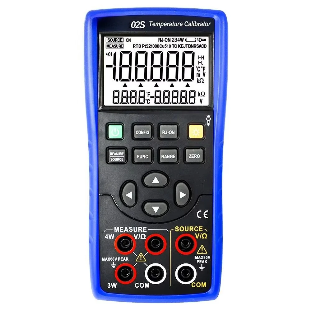 Calibrador de temperatura 02S 11 tipos de termopar e 5 tipos de sinal de resistência térmica RTD