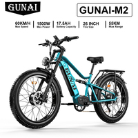 GUNAI-M2 Adult Electric Bike 1500W Electrical Road Bicycle 48V 17.5Ah Fatbike MTB E-bike 26\