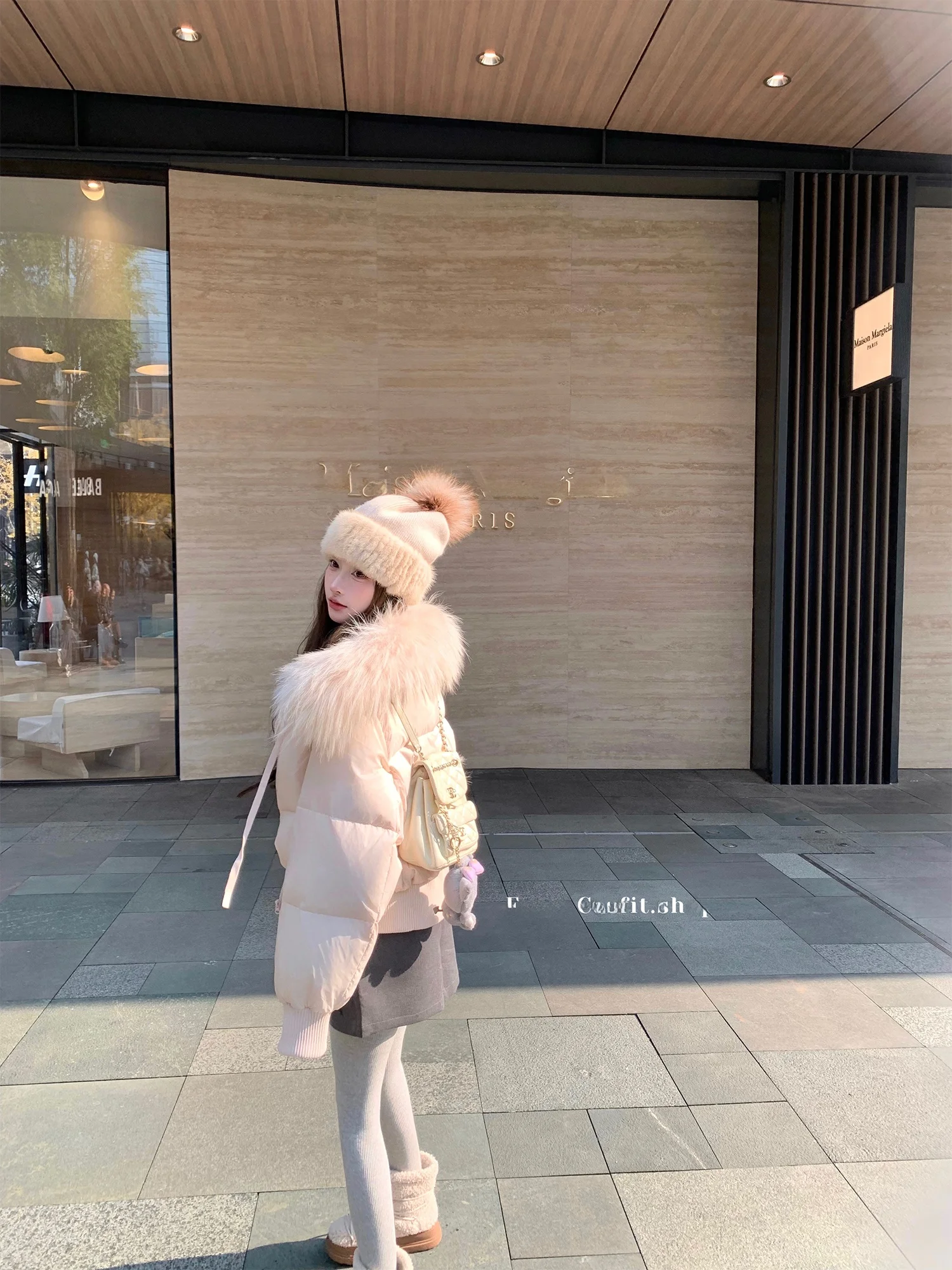 

Warm ort Women's down Jaet Du Feather White Du down Filling Fur Trim Commuter Sle Thiened Winter Coat