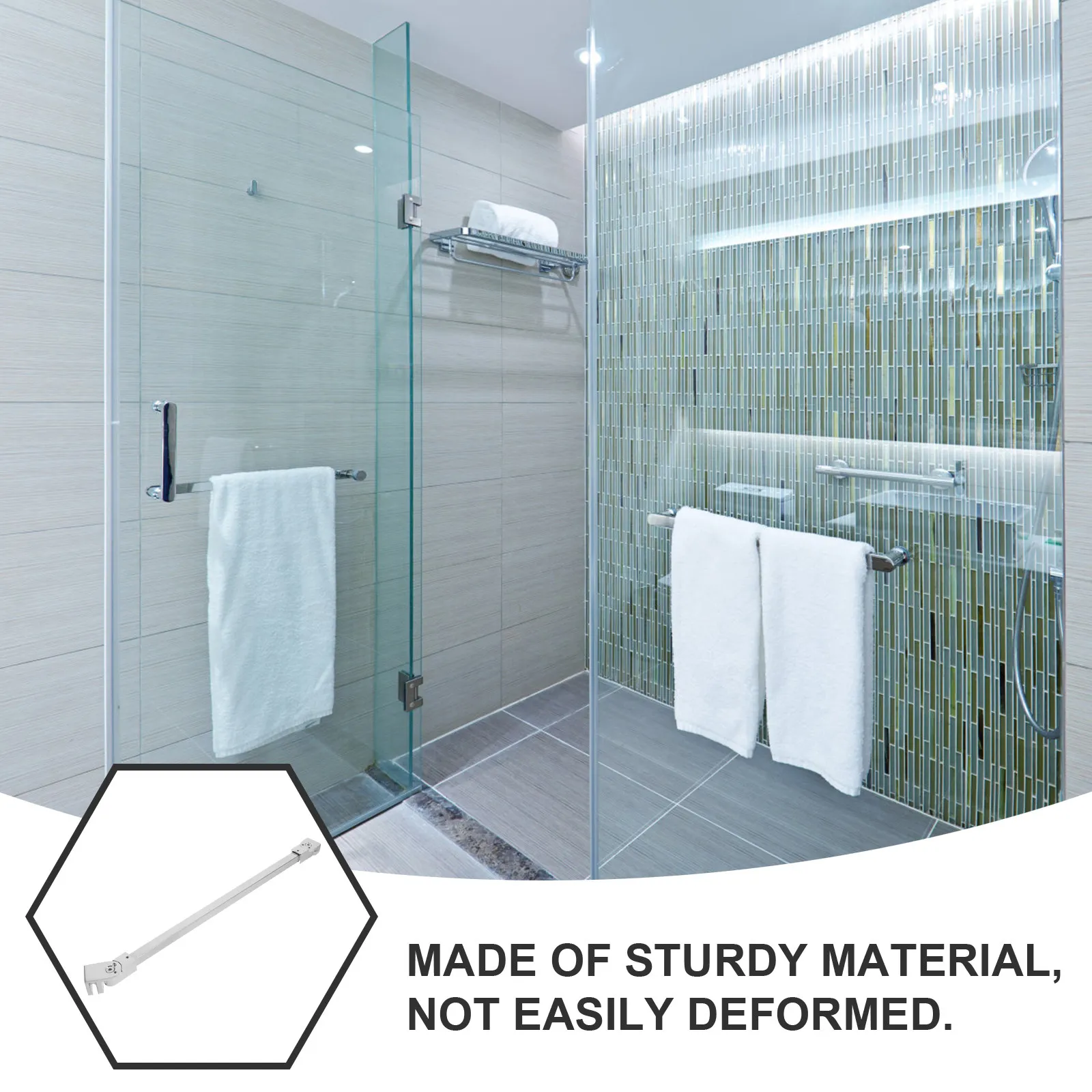 Shower Glass Door Support Bar 15.7 Stainless Steel 180 Pivot Stow-Flat Frameless Glass Shower Panel Support Bracket Bathroom
