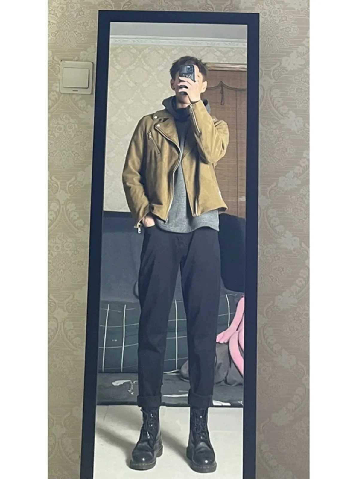 

Bla Elastic Denim Jeans Men's Spring Autumn American High Street Cleanfit Straight Leg Slimming Trendy Brand Jeans