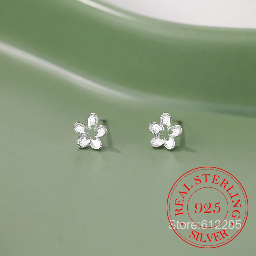 

Ювелирные изделия из стерлингового серебра 925, простые серьги-гвоздики с цветком сливы для женщин, ювелирные изделия для свадебной вечеринки для девочек, подарок другу