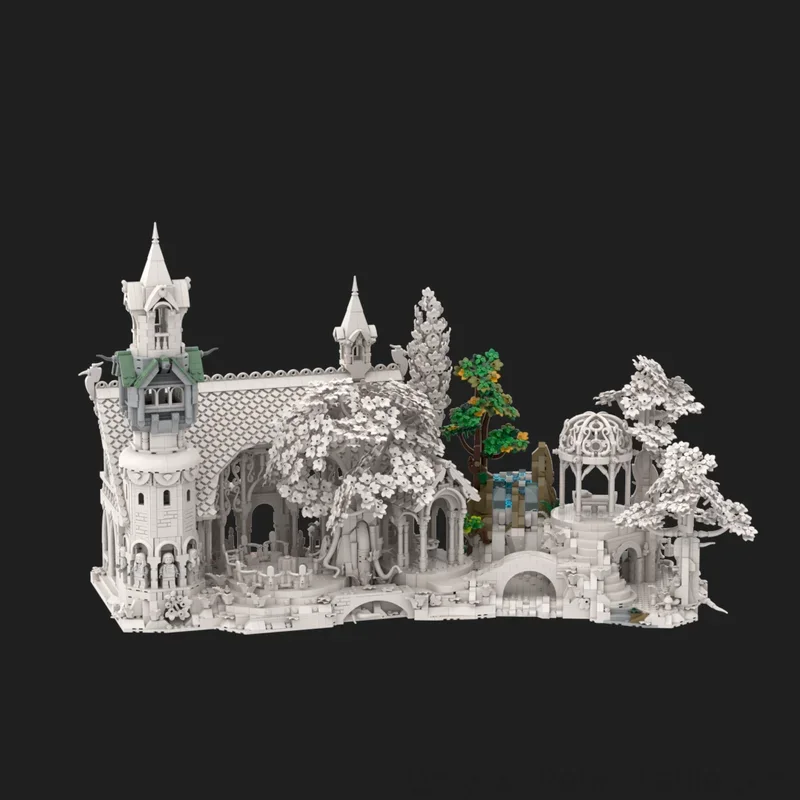 Ringen Film Rivendell Uitbreiding The Shire Bomen Model Moc Bouwstenen DIY Creatieve Montage Bricks MOC-234524 MOC-216710