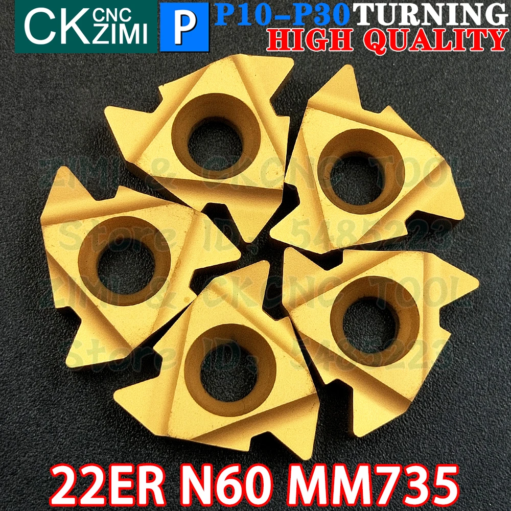 22ER N60 MM735 3.5-5.0 inserti in metallo duro Sinistra destra Inserti filettati filettatura esterna interna Utensili RT22.01W N60P MMT22ER N60 CNC Utensili per tornitura in metallo