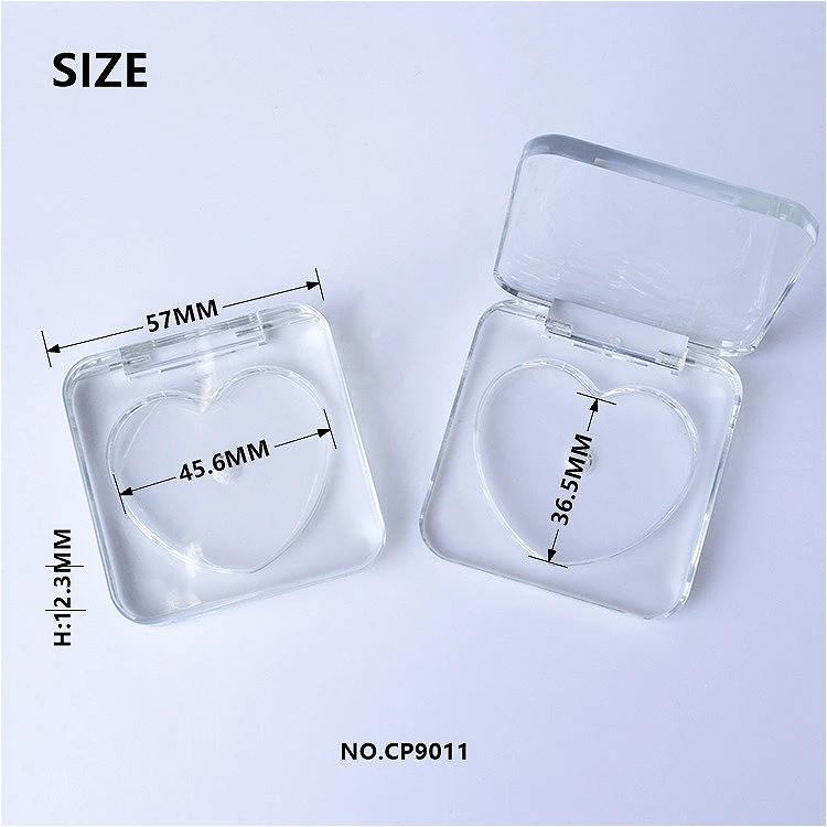 5PCS Square Heart Blush Compact Set Transparent, Multi-Color Refillable Case for Highlighter Concealer Foundation