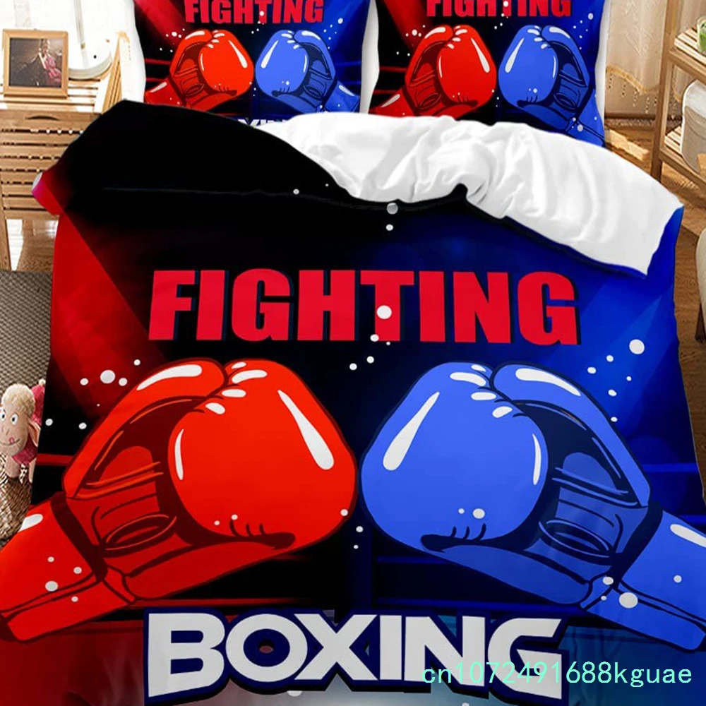 Boxing Gloves Duvet Cover Set King Queen Full Size Polyester Comforter Cover For Kids Boys Girls Bedding Set With Pillowcase