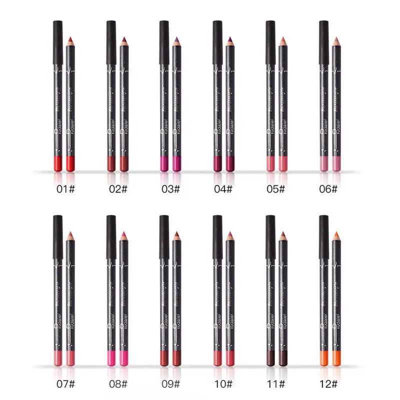 Waterproof Pencil Lipstick Set Pen Matte Lip Liner Long Lasting Makeup Pens Easy to Wear Non-stick Cup карандаш для