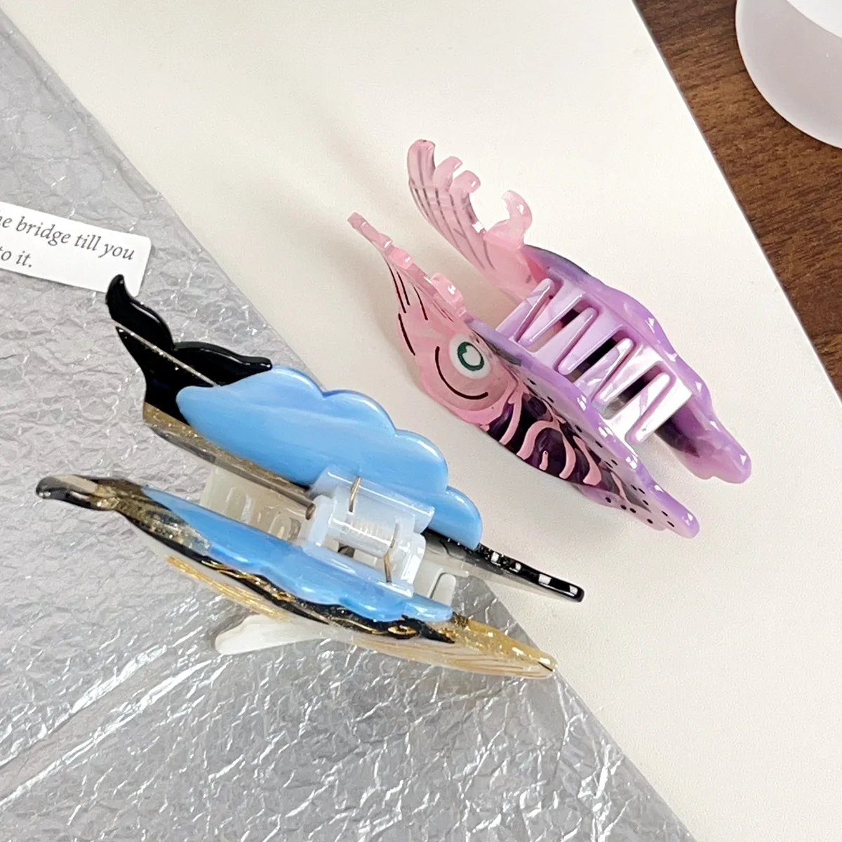 Noctilucent hair clips Ocean theme hair claws Cuttlefish hair claws Whale hair claws Oversize hair clips Accessories for women
