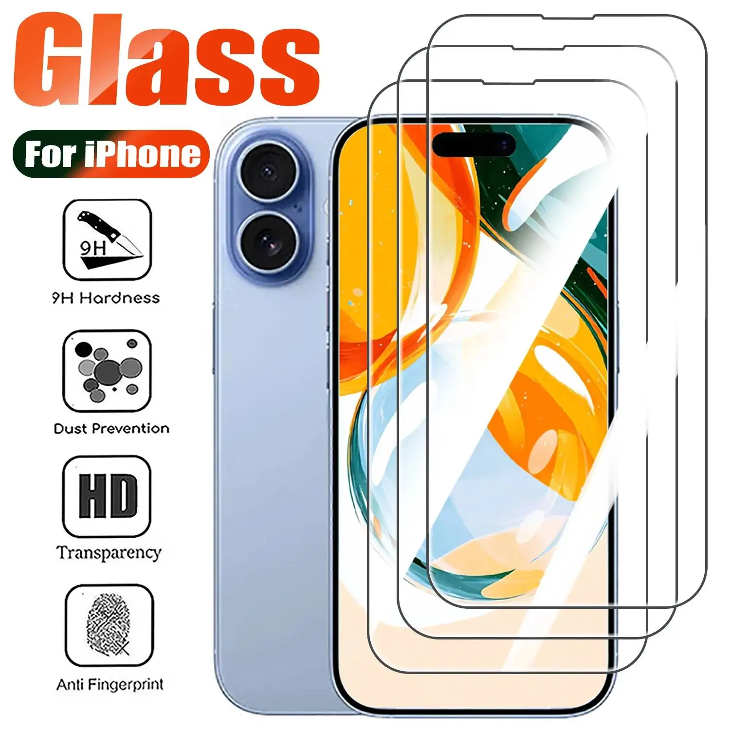 

1-3Pcs Tempered 11 14 16 Pro Max X XS 15 Plus Screen Protector For Iphone 17 Air 13 12 Mini Glass