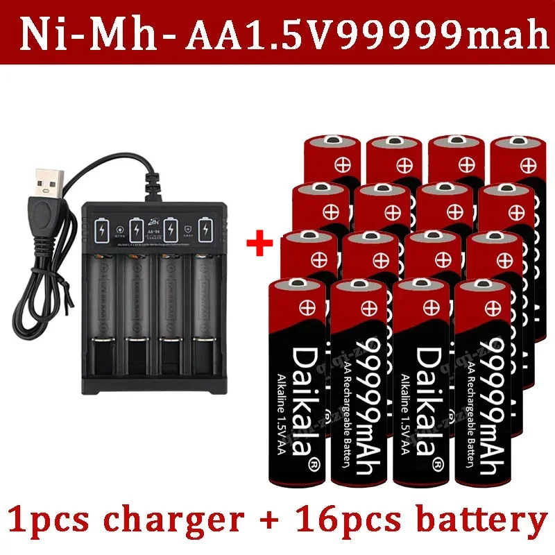 100% Original Brand New Alkaline Battery for Clocks, Toys, and Cameras, Brand New 1.5V, AA, 99999 MAh, 1.5V,+USBcharger.