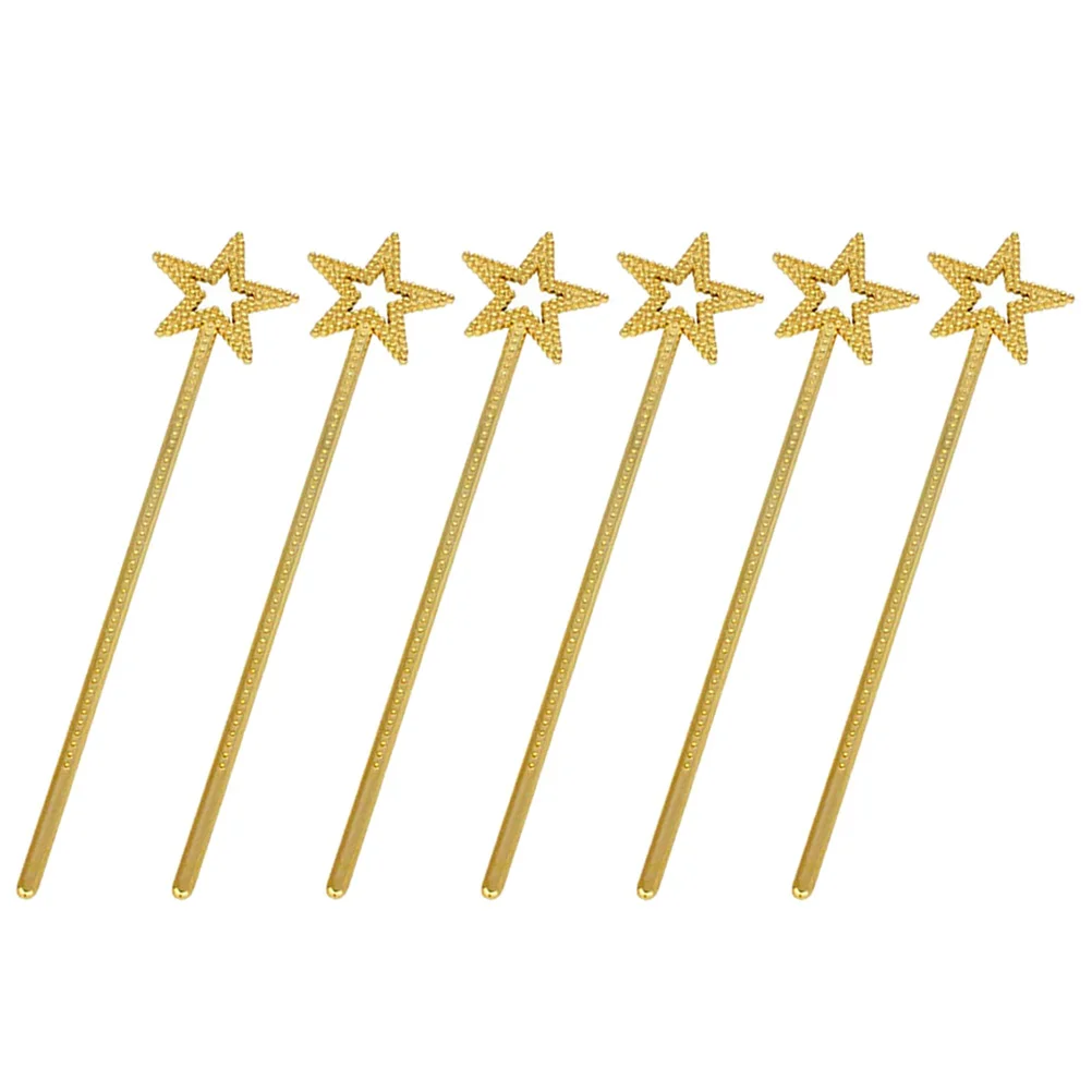 

6pcs Golden Plastic Wands Star Pentagram Design Angel Fairy Stick for Girls Birthday Party Cosplay fairy wand