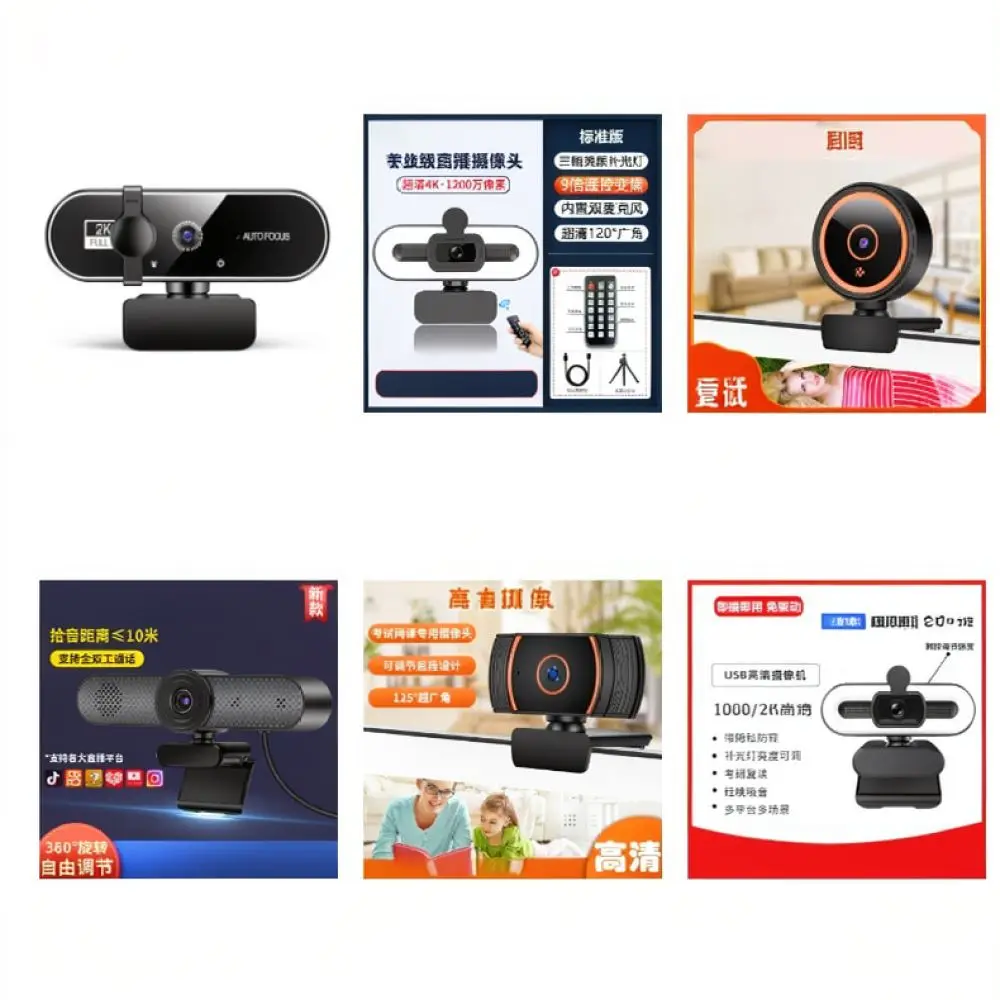 USB Computer Camera 4K Resolution Autofocus Webcam With Privacy Cover And Ring Light For PC Laptop Online Teaching Video Meeting
