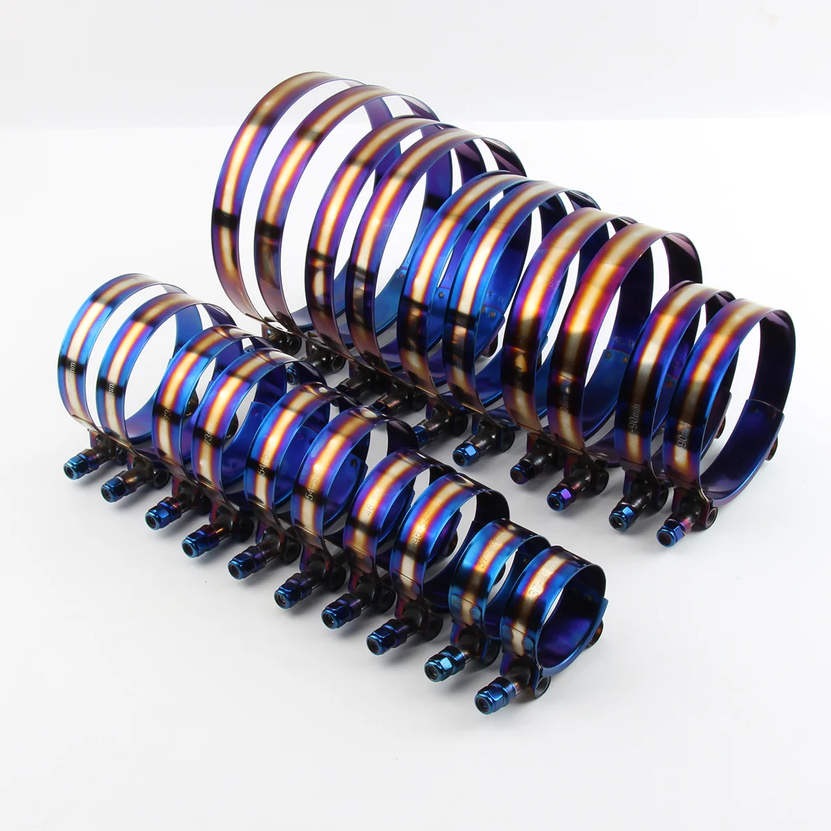 

Steel Car Hose Clamp Kit 1.48" To 5.2" Universal T Bolt Style Adjustable Pipe Fix Clip 37mm To 130mm Hose Clamp Titanium Blue